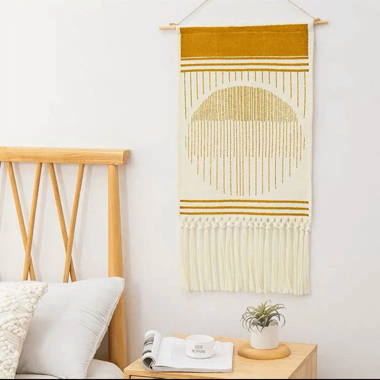 Geometric Tufted Wall Tapestry Macrame Fringe Boho Decor