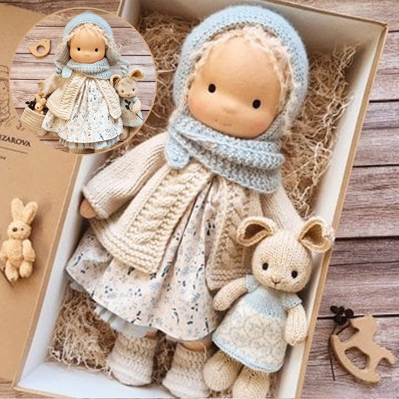 Handmade Waldorf Doll In Natural Earth Tones, Dye-Free