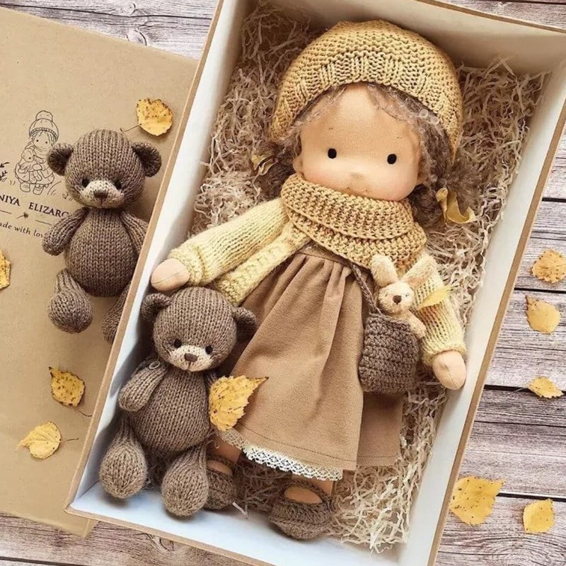 Handmade Waldorf Doll In Natural Earth Tones, Dye-Free