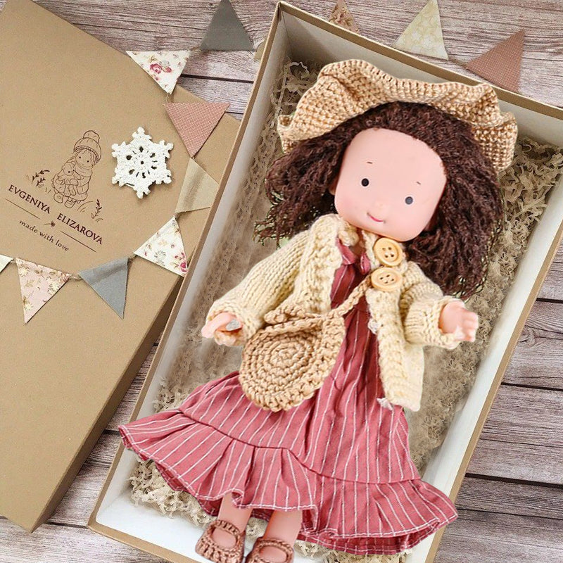 Handmade Waldorf Doll In Natural Earth Tones, Dye-Free