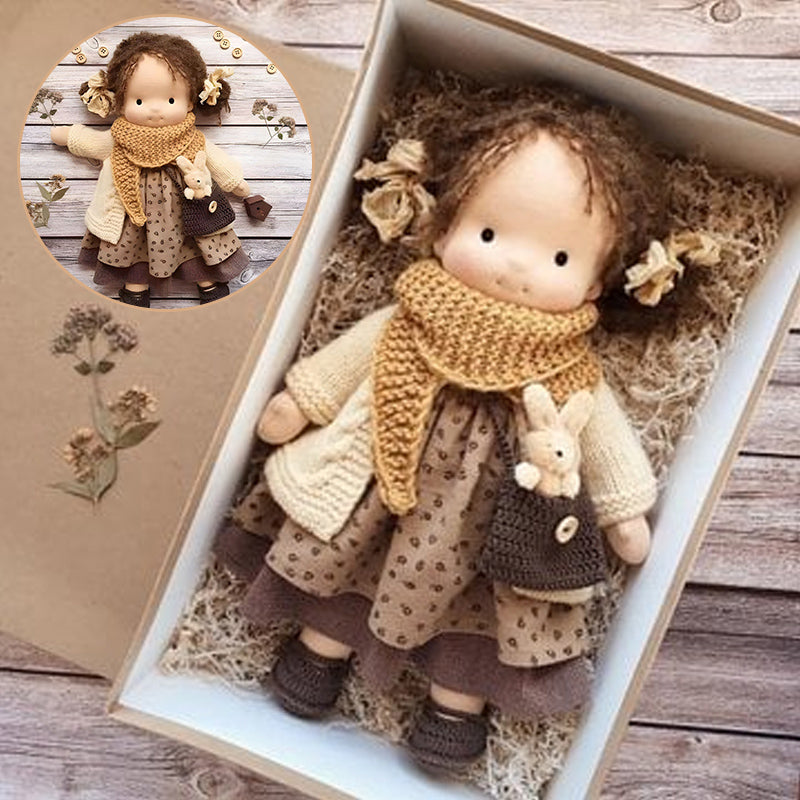 Handmade Waldorf Doll In Natural Earth Tones, Dye-Free