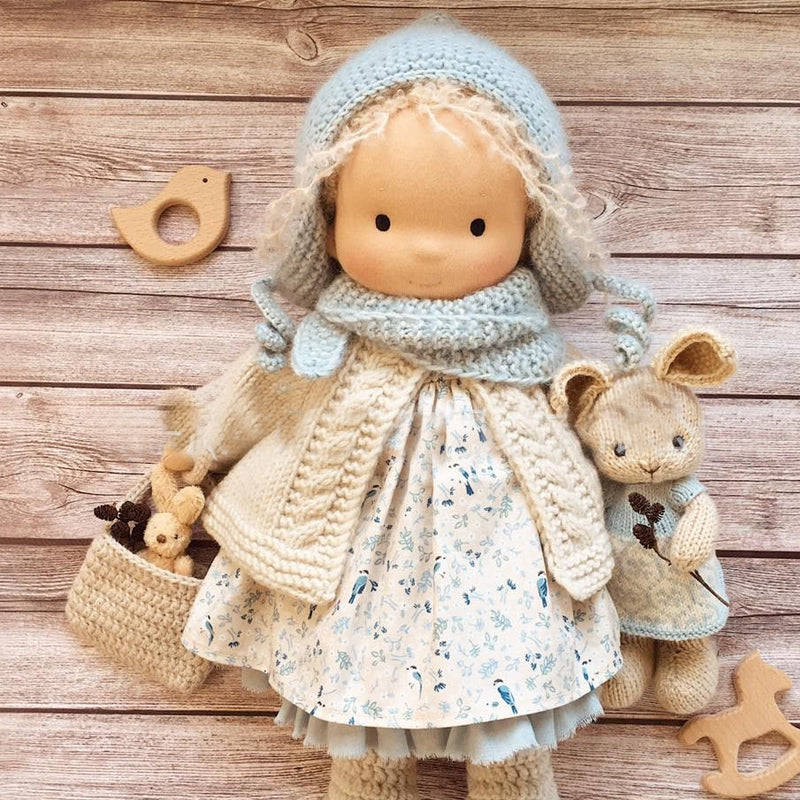 Handmade Waldorf Doll In Natural Earth Tones, Dye-Free