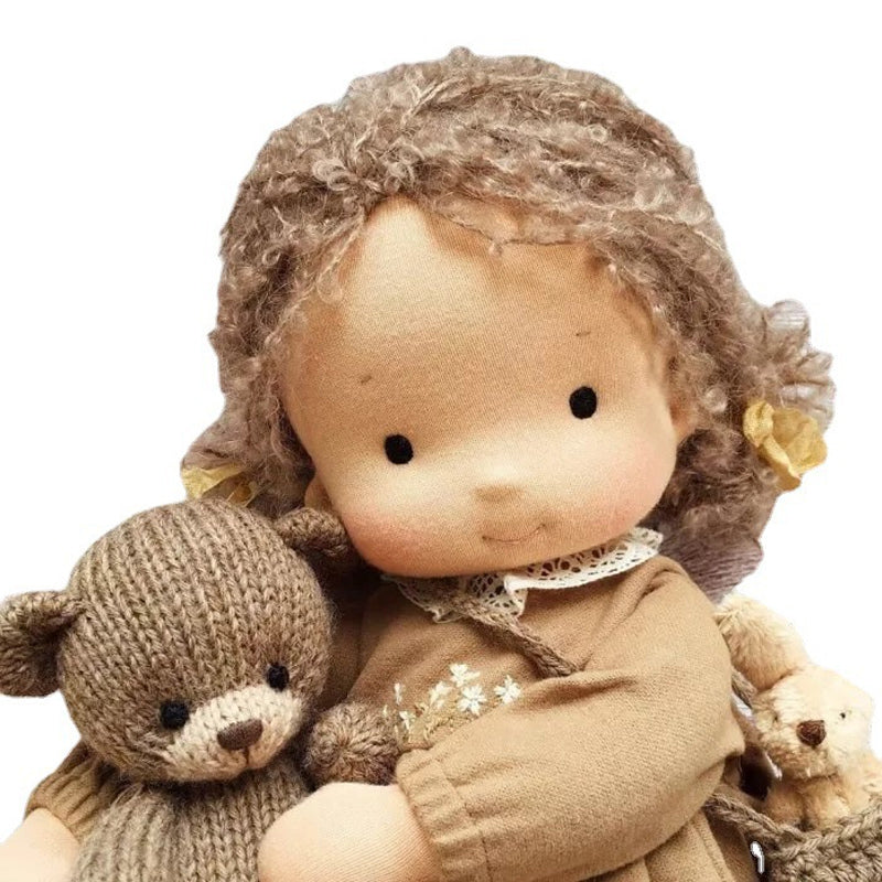 Handmade Waldorf Doll In Natural Earth Tones, Dye-Free