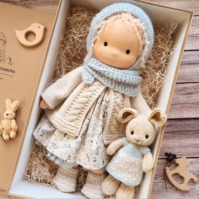 Handmade Waldorf Doll In Natural Earth Tones, Dye-Free