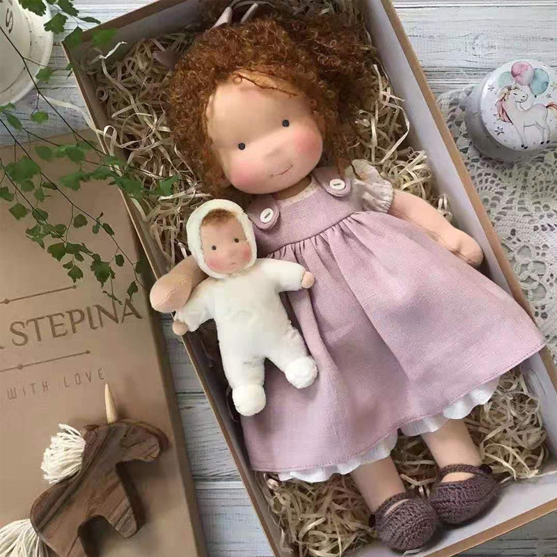 Handmade Waldorf Doll In Natural Earth Tones, Dye-Free