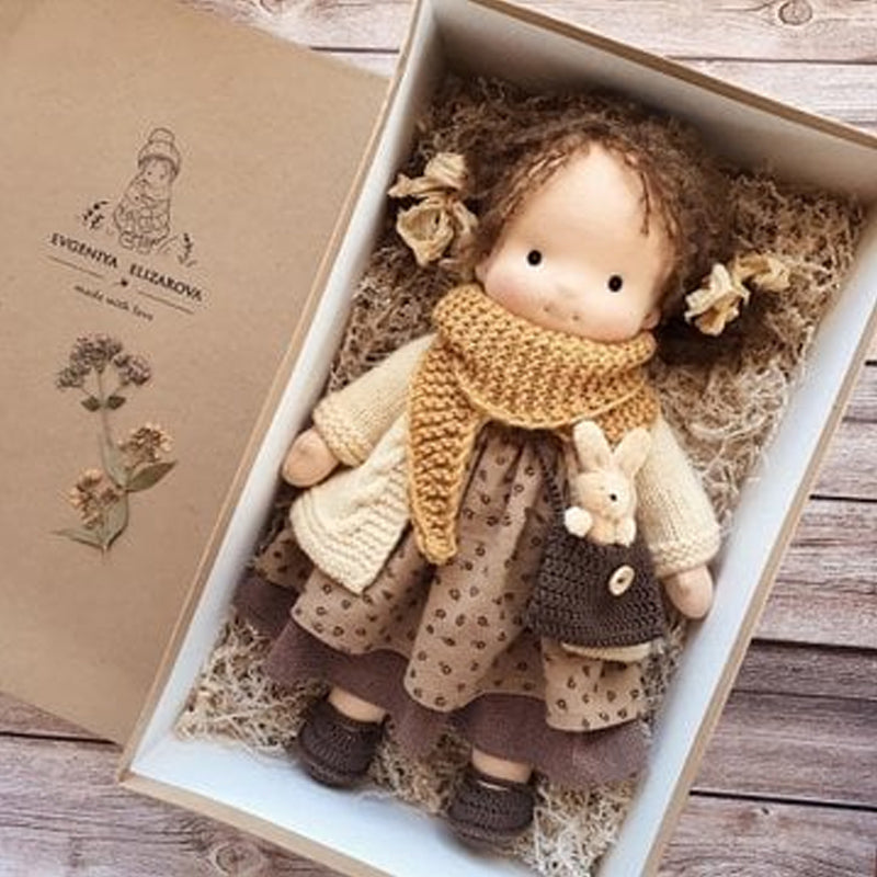 Handmade Waldorf Doll In Natural Earth Tones, Dye-Free