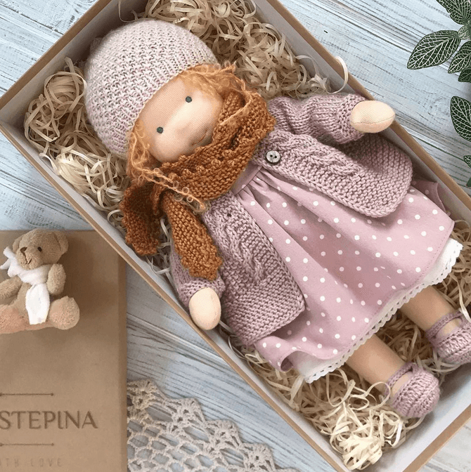 Poppi 35cm Handmade Waldorf Doll Organic Cotton Sensory Toy