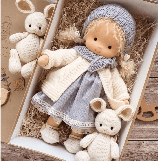 Poppi 35cm Handmade Waldorf Doll Organic Cotton Sensory Toy