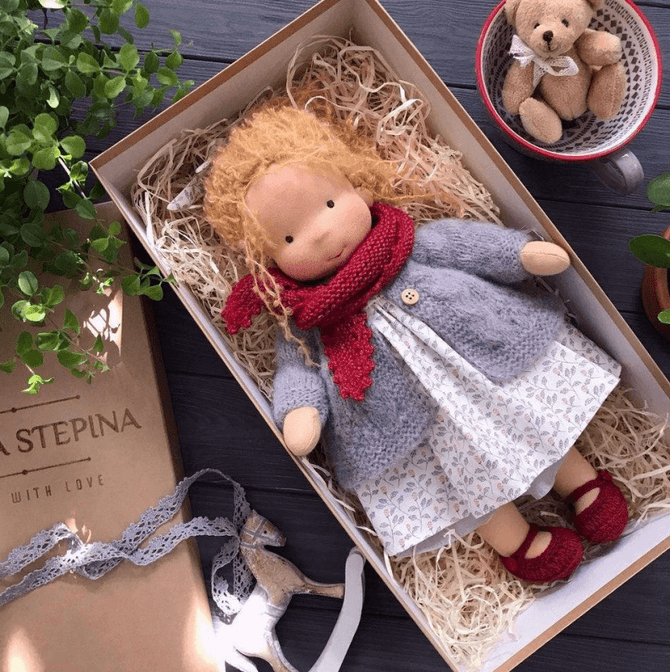 Poppi 35cm Handmade Waldorf Doll Organic Cotton Sensory Toy