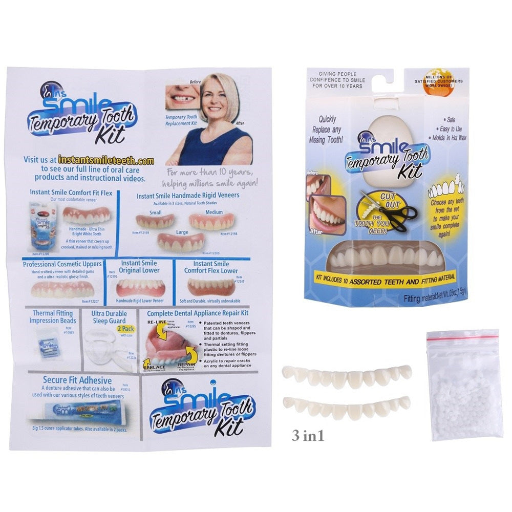 Temporary Cosmetic False Teeth Veneers — Natural Look, Secure Fit