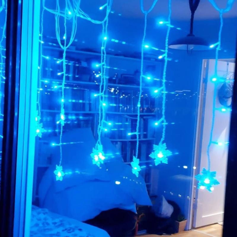 LED雪花窗帘灯串，4M或5M装饰灯