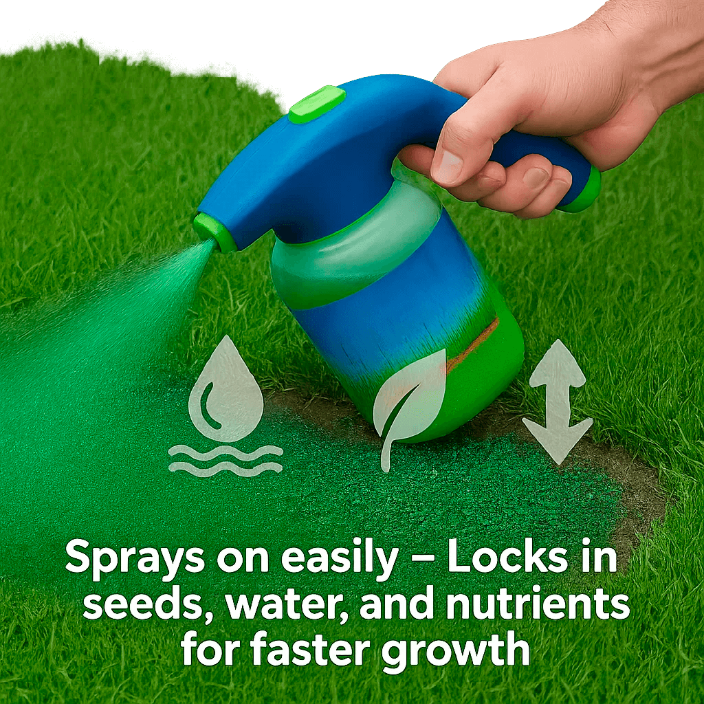 Hydro Mousse Rasenspray zur Ausbesserung kahler Stellen – Anschluss am Gartenschlauch
