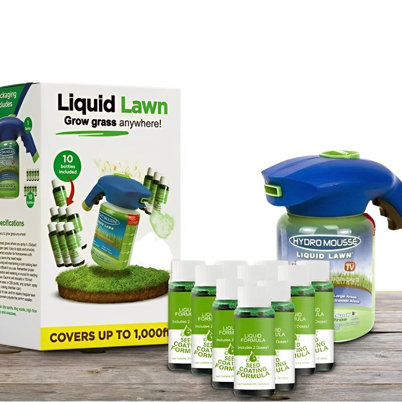 Hydro Mousse Rasenspray zur Ausbesserung kahler Stellen – Anschluss am Gartenschlauch