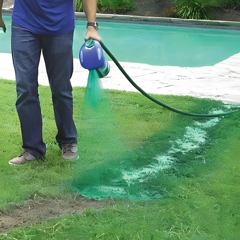Hydro Mousse Rasenspray zur Ausbesserung kahler Stellen – Anschluss am Gartenschlauch