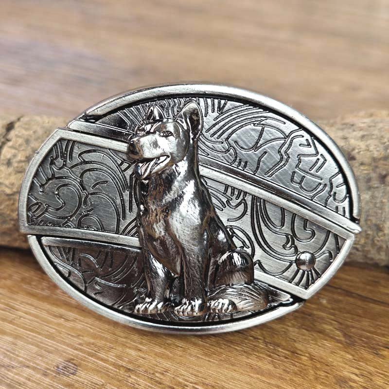 Oval Bull Skull Belt Buckle With Hidden Knife Blade