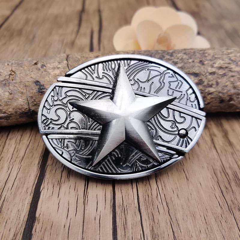 Oval Bull Skull Belt Buckle With Hidden Knife Blade