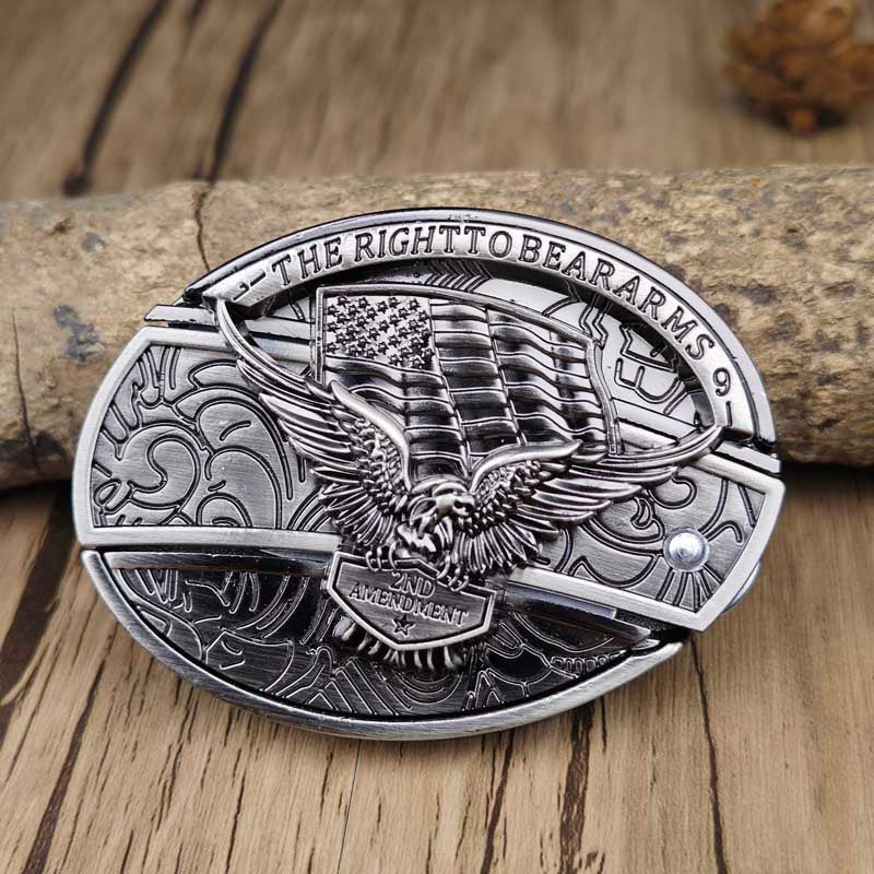 Cataramă ovală metalică de cowboy pentru curea, cu unealtă EDC ascunsă