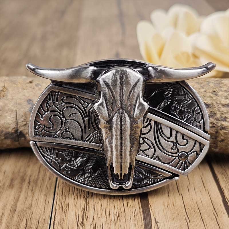 Cataramă ovală metalică de cowboy pentru curea, cu unealtă EDC ascunsă