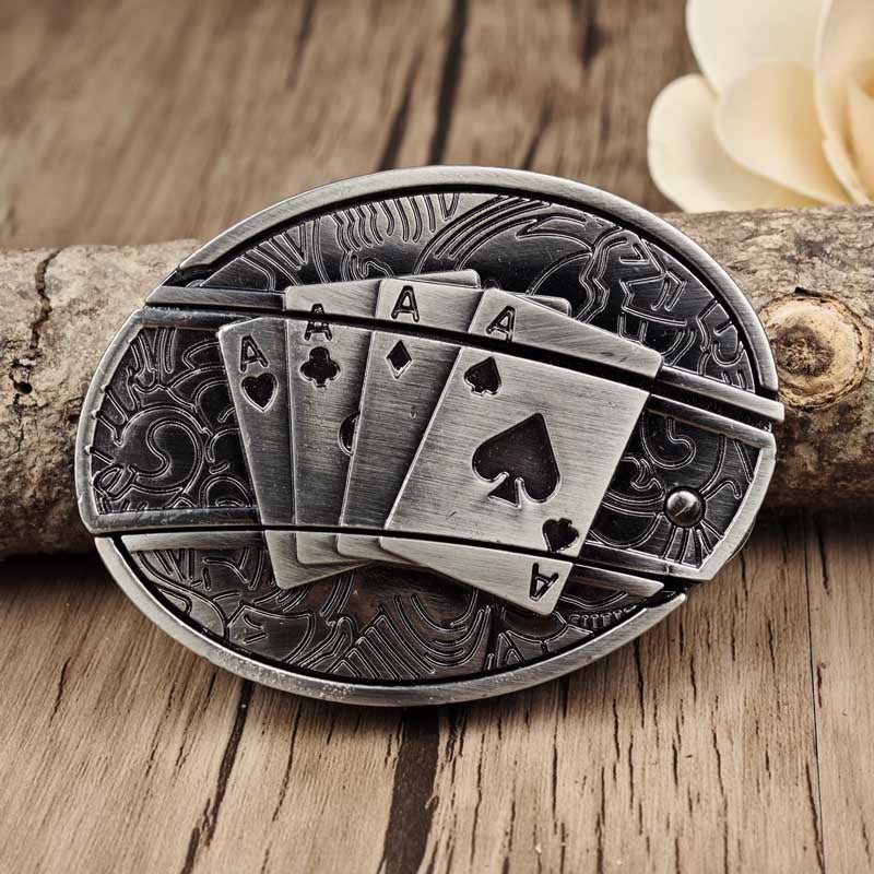 Oval Bull Skull Belt Buckle With Hidden Knife Blade