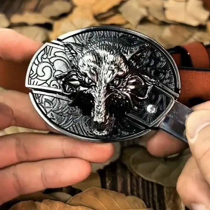 Beltspenne i metall med oval form og skjult EDC-verktøy