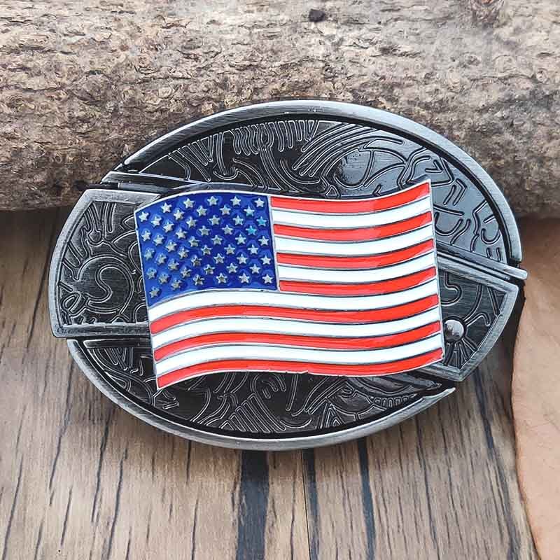 Cataramă ovală metalică de cowboy pentru curea, cu unealtă EDC ascunsă