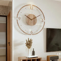 Ceas de perete modern din lemn masiv – design scandinav cu mecanism silențios cu cuarț