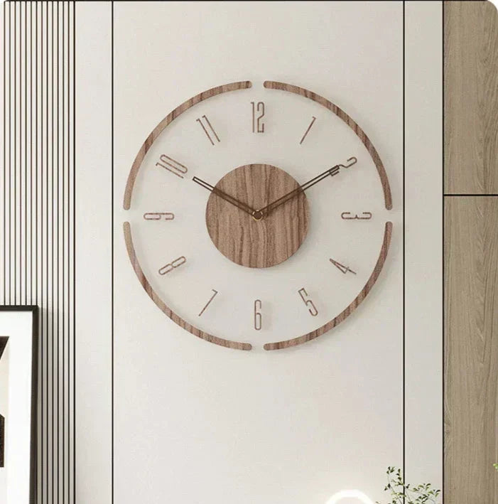 Modern Solid Wood Wall Clock – Silent Quartz Scandinavian Design