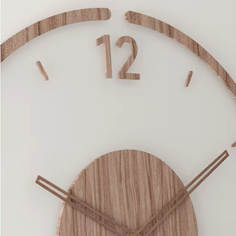 Ceas de perete modern din lemn masiv – design scandinav cu mecanism silențios cu cuarț