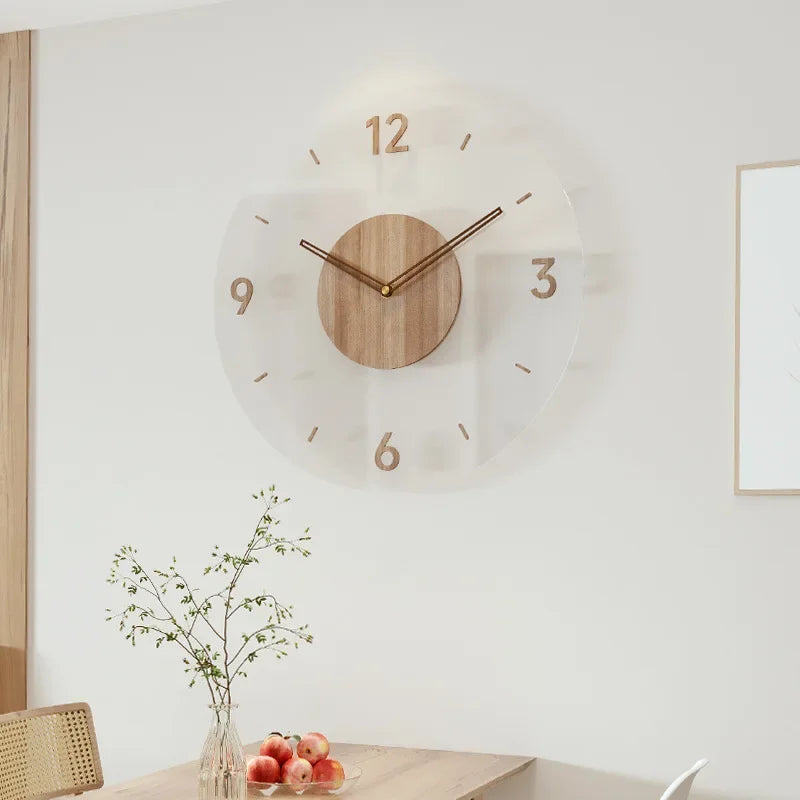 Modern Solid Wood Wall Clock – Silent Quartz Scandinavian Design