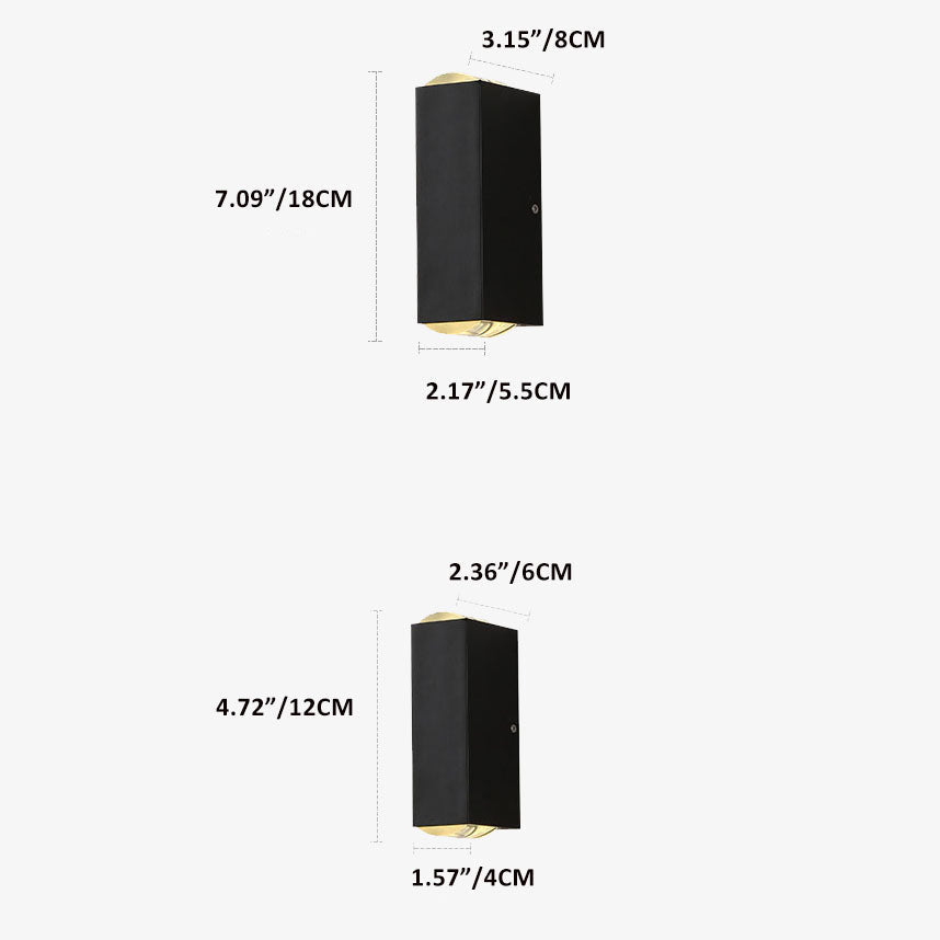 Modern Rectangular Outdoor LED Wall Light With Up Down Lighting