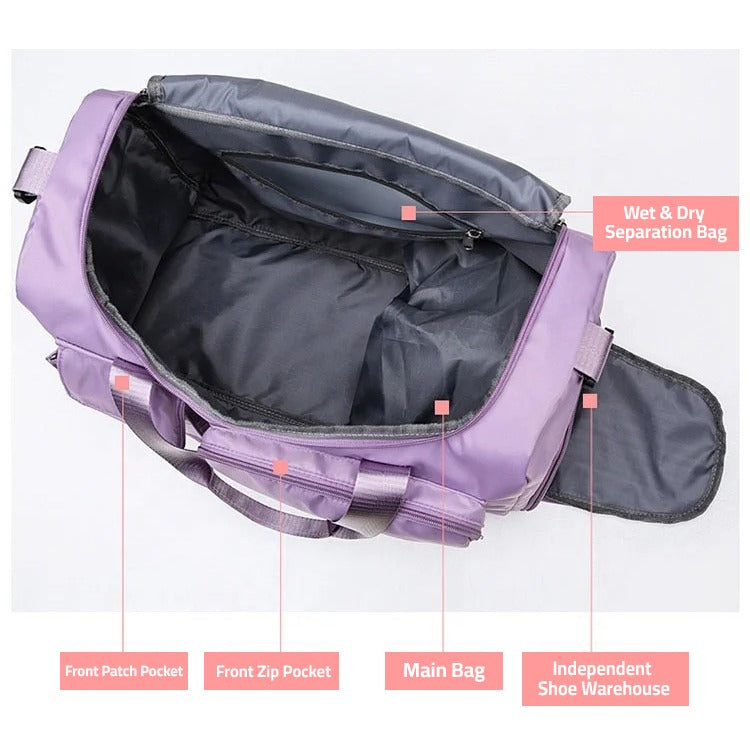 Stor reise- og treningsbag med eget skofag