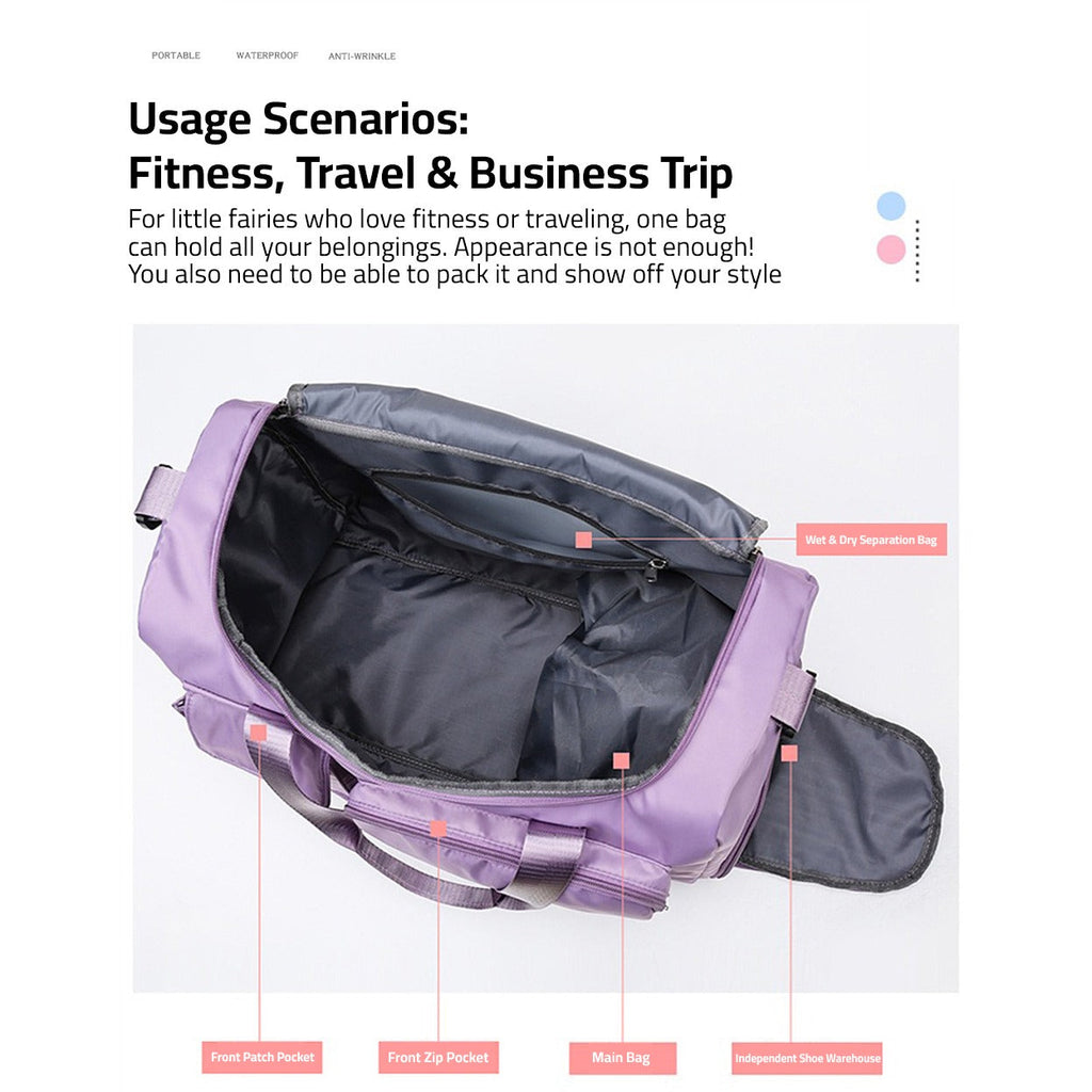 Stor reise- og treningsbag med eget skofag
