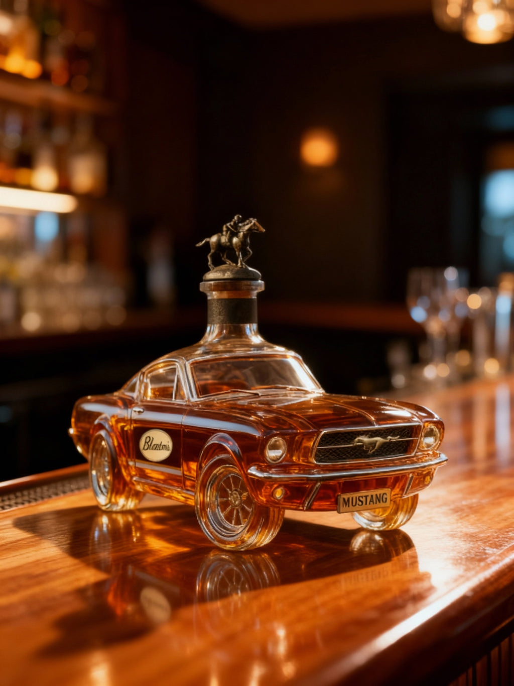 Mustang Car-Shaped Glass Whiskey Decanter, Classic Design