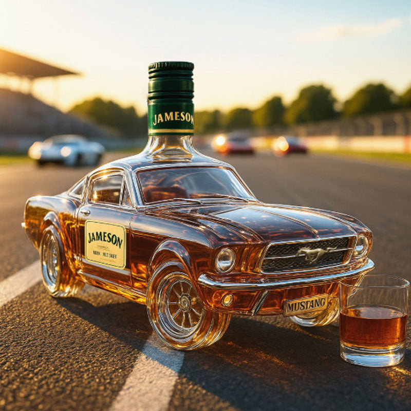 Mustang Car-Shaped Glass Whiskey Decanter, Classic Design