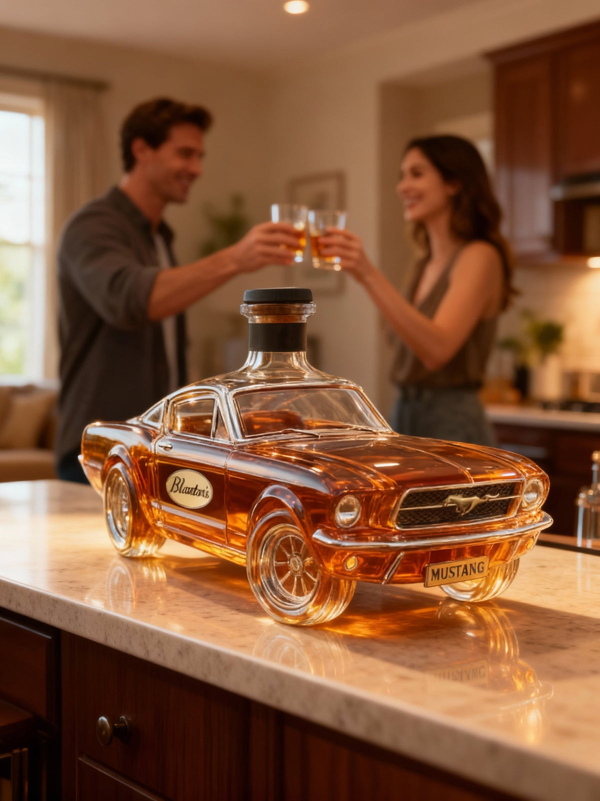 Mustang Car-Shaped Glass Whiskey Decanter, Classic Design