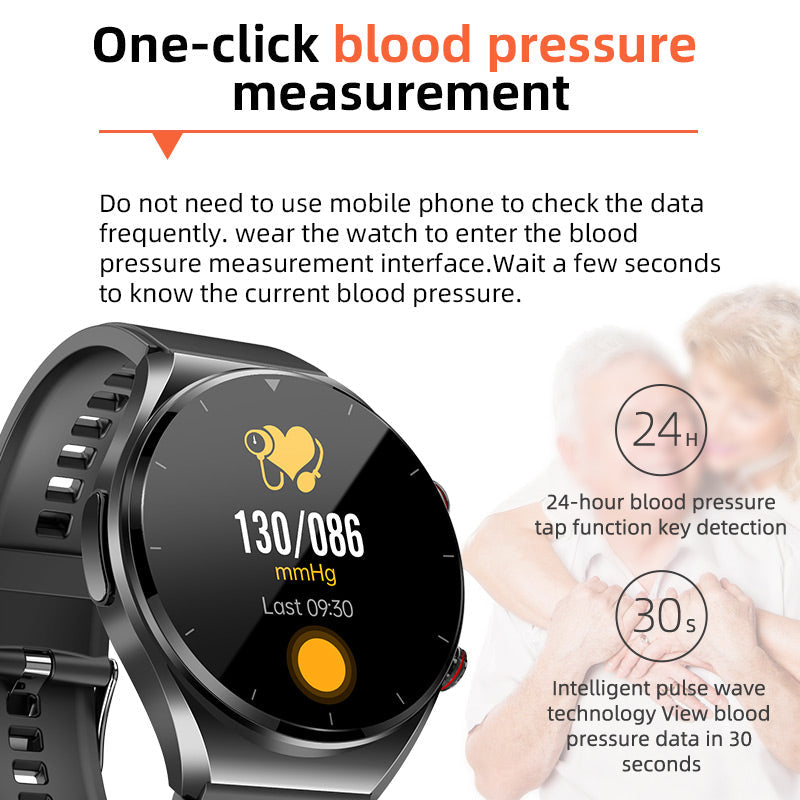 Orntli HealthGuard Pro 智能手表，支持心电图、血压和血糖检测