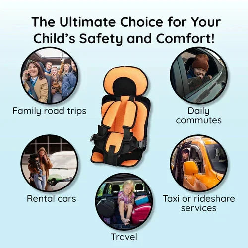 Seggiolino auto rialzato pieghevole per bambini con imbracatura integrata