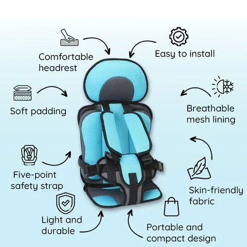Seggiolino auto rialzato pieghevole per bambini con imbracatura integrata
