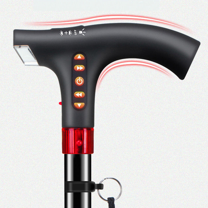 Orntli verstellbarer intelligenter Gehstock mit LED-Licht, Radio und Alarmfunktion