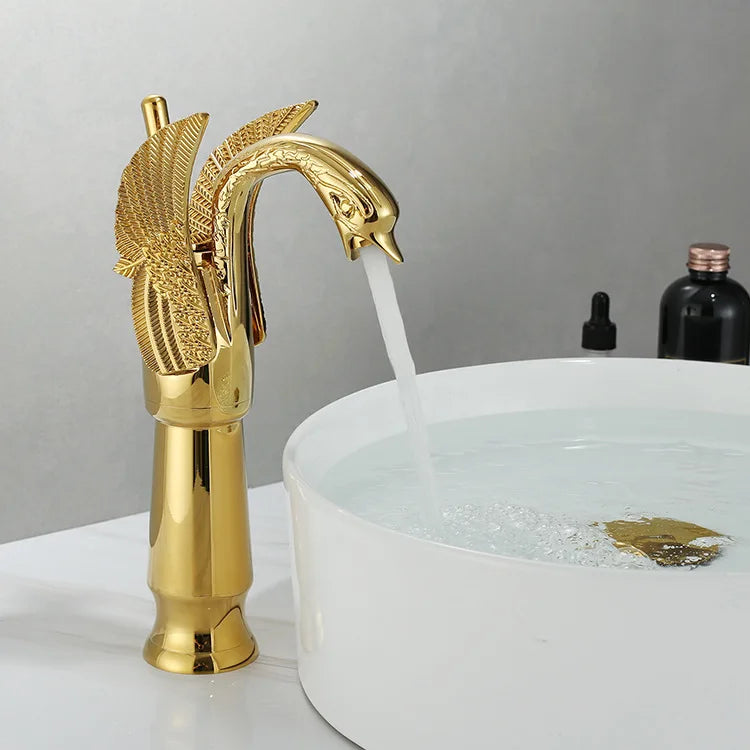Swan Modern Single Handle Golden Bathroom Sink Faucet