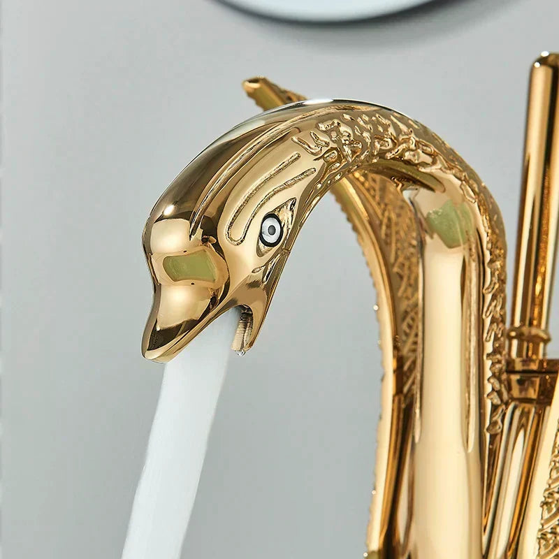 Swan Modern Single Handle Golden Bathroom Sink Faucet