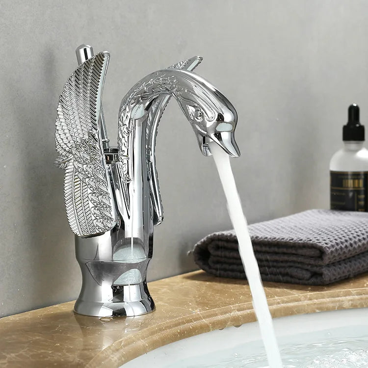 Swan Modern Single Handle Golden Bathroom Sink Faucet