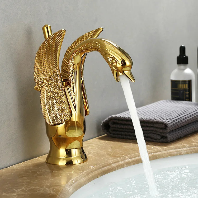 Swan Modern Single Handle Golden Bathroom Sink Faucet