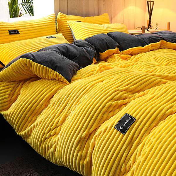 Thickened Corduroy Velvet Bedding Set — Double-Sided Warmth