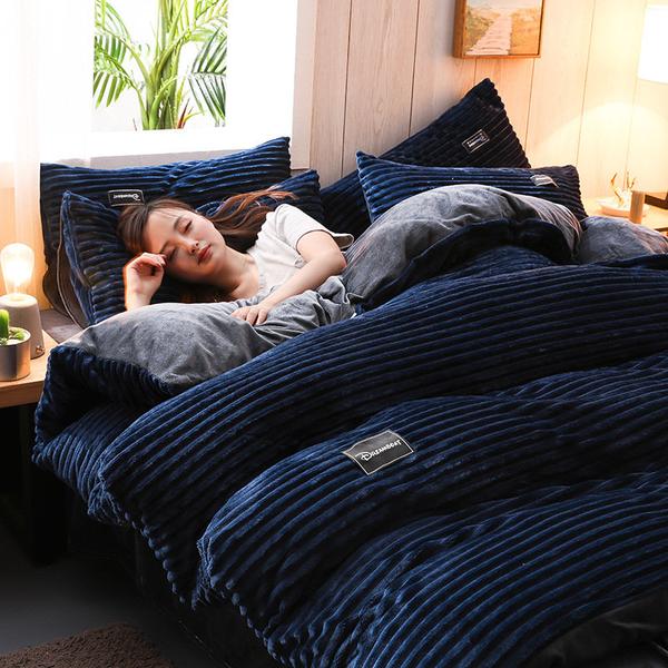 Thickened Corduroy Velvet Bedding Set — Double-Sided Warmth