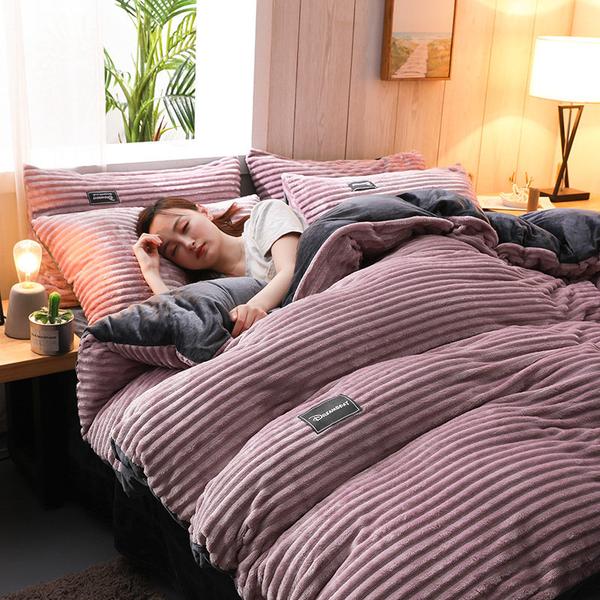 Thickened Corduroy Velvet Bedding Set — Double-Sided Warmth