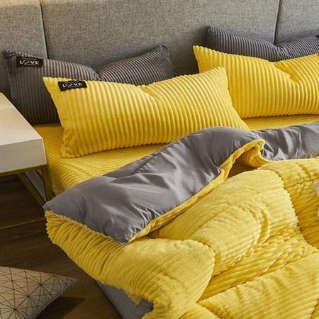 Thickened Corduroy Velvet Bedding Set — Double-Sided Warmth