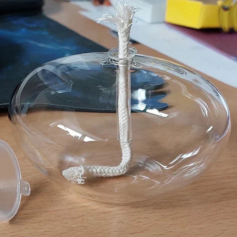 Glass Oil Lamp with Included Wick for Warm Table Ambiance