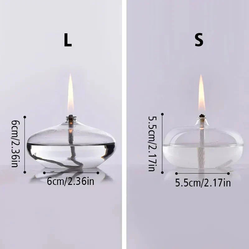 Glass Oil Lamp with Included Wick for Warm Table Ambiance