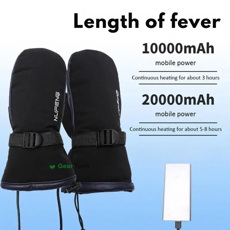 USB Heated Mittens Waterproof Dual-Sided Heating With 3 Heat Levels